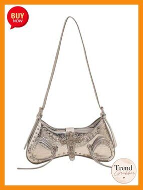 Y2K Studded Cross Shoulder Handbags Punk Top Handle Portable Underarm Bags